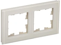 IEK BRITE DECOR Ванильный глянец стекло Рамка 2-м РУ-2-2-БрВа