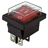 Клавишный переключатель YL-208-01 черный корпус красная клавиша (влагозащищенный) 2 положения 2з ТДМ
