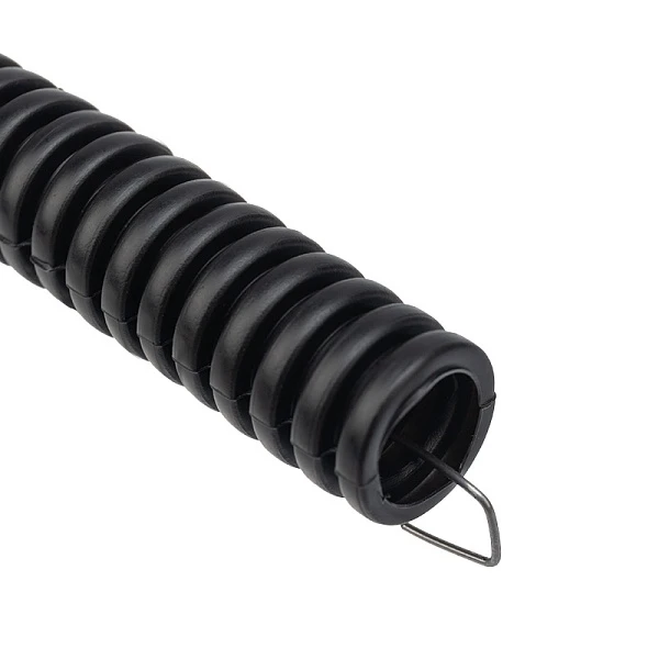 Труба гофрированная REXANT ПНД, с зондом Ø 16 мм черная (25м в уп)