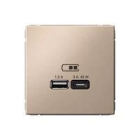 Systeme Electric ArtGallery Песочный USB Розетка A + тип-C 45Вт высокоскор.заряд. QC, PD, механизм