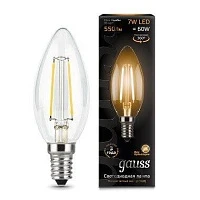 Лампа светодиодная филаментная Gauss Black Filament 7Вт свеча 2700К E14