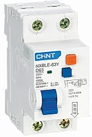 Дифференциальный автомат CHINT NXBLE-63Y 1P+N 10А 30mA электронный тип AС, х-ка С, 4.5kA (R)