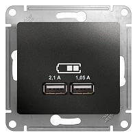 Розетка USB Schneider Electric Glossa 5В/2,1А, 2х5В/1,05А антрацит