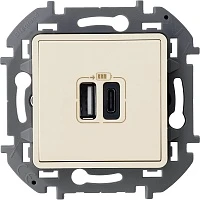 Розетка USB Legrand Inspiria 2-ая 3000mA тип А-С (бежевый)