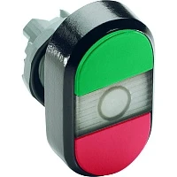 Кнопка двойная ABB MPD1-11С (зеленая/красная) прозрачная линза без текста