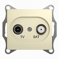 Розетка телевизионная Schneider Electric Glossa TV-SAT проходная 4DB бежевый
