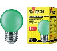 Navigator Лампа светодиодная 1Вт шар зеленая E27 NLL-G45-1-230-G-E27