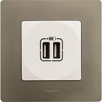 Розетка USB Legrand Etika тип А-A 240В/5В 2400мА (белая)