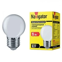 NAVIGATOR Лампа светодиодная 1Вт шар матовая E27 NLL-G45-1-230-W-E27