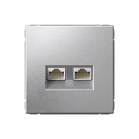 Systeme Electric ArtGallery Алюминий Розетка двойная компьютерная RJ45+RJ45, кат.6А, механизм
