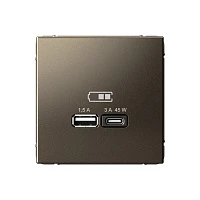 Systeme Electric ArtGallery Мокко USB Розетка A + тип-C 45Вт высокоскор.заряд. QC, PD, механизм