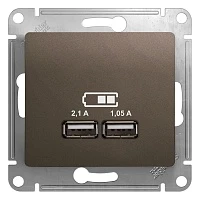 Розетка USB Schneider Electric Glossa 5В/2,1А, 2х5В/1,05А шоколад