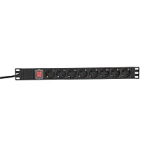 Блок PDU TERACOM PRO 19дюйм 1U 16А/250В 8 роз. Schuko с выключат. шнур 2м 3х1.5кв.мм вилка Schuko ко