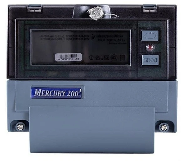 Электросчетчик Меркурий 200.02 5-50А 1ф ж/к 2х тарифный 