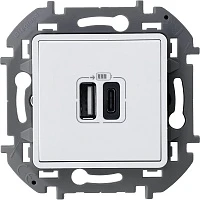 Розетка USB Legrand Inspiria 2-ая 3000mA тип А-С (белая)