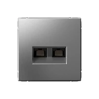 Systeme Electric ArtGallery Сталь Розетка двойная компьютерная RJ45+RJ45, кат.6А, механизм