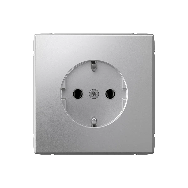 Systeme Electric ArtGallery Алюминий Розетка с заземлением, 16А, механизм, быстрозажим. клем.