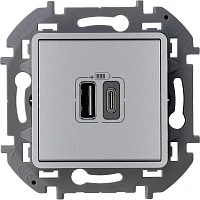 Розетка USB Legrand Inspiria 2-ая 3000mA тип А-С (алюминий)