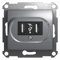 Розетка USB Schneider Electric Glossa алюминий