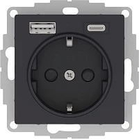 Розетка Schneider Electric AtlasDesign 16А сA+C USB 5В/2,4А/3 А, 2х5В/1,5А, мех карбон