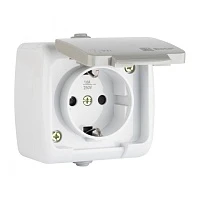 EKF PROxima Мурманск Розетка 1-местная 16А с заземлением с крышкой IP54 серый с защитными шторками