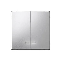 Systeme Electric ArtGallery Алюминий Выключатель 2-клавишный с подсветкой, сх.5а, 10АХ, механизм