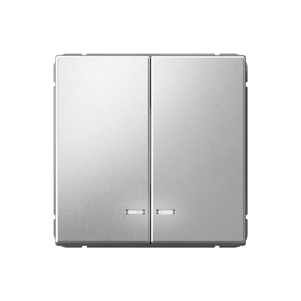 Systeme Electric ArtGallery Алюминий Выключатель 2-клавишный с подсветкой, сх.5а, 10АХ, механизм