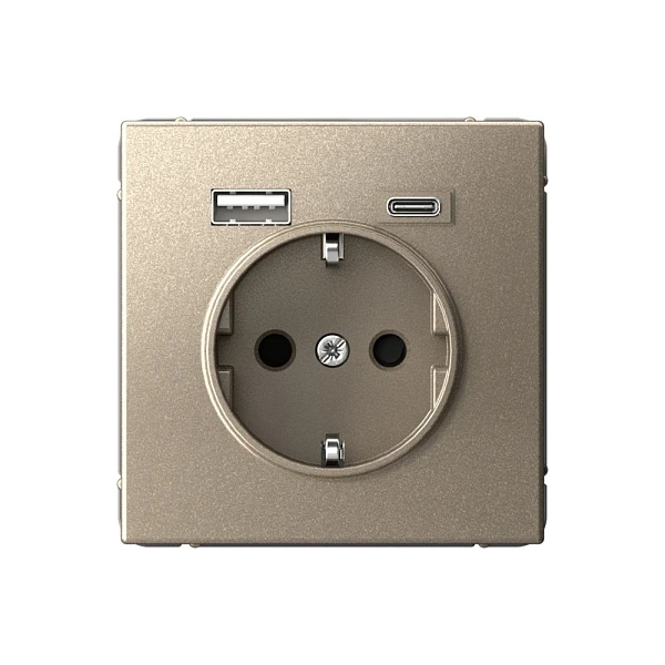 Systeme Electric ArtGallery Шампань Розетка 16А с 2 USB A+C, 5В/2,4А/3,0А, 2х5В/1,5А, механизм